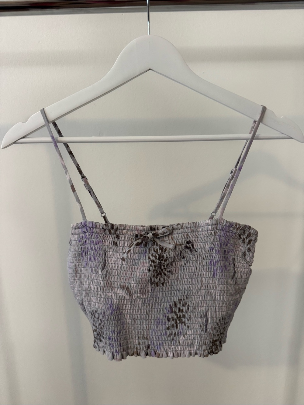 Wilfred Lavender Smocked Floral Crop Top